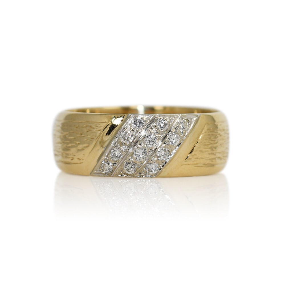 Diamond Band Ring in 14K Yellow Gold 0.12ct Total Weight 7.2g Size 9.75 (1 of 5)