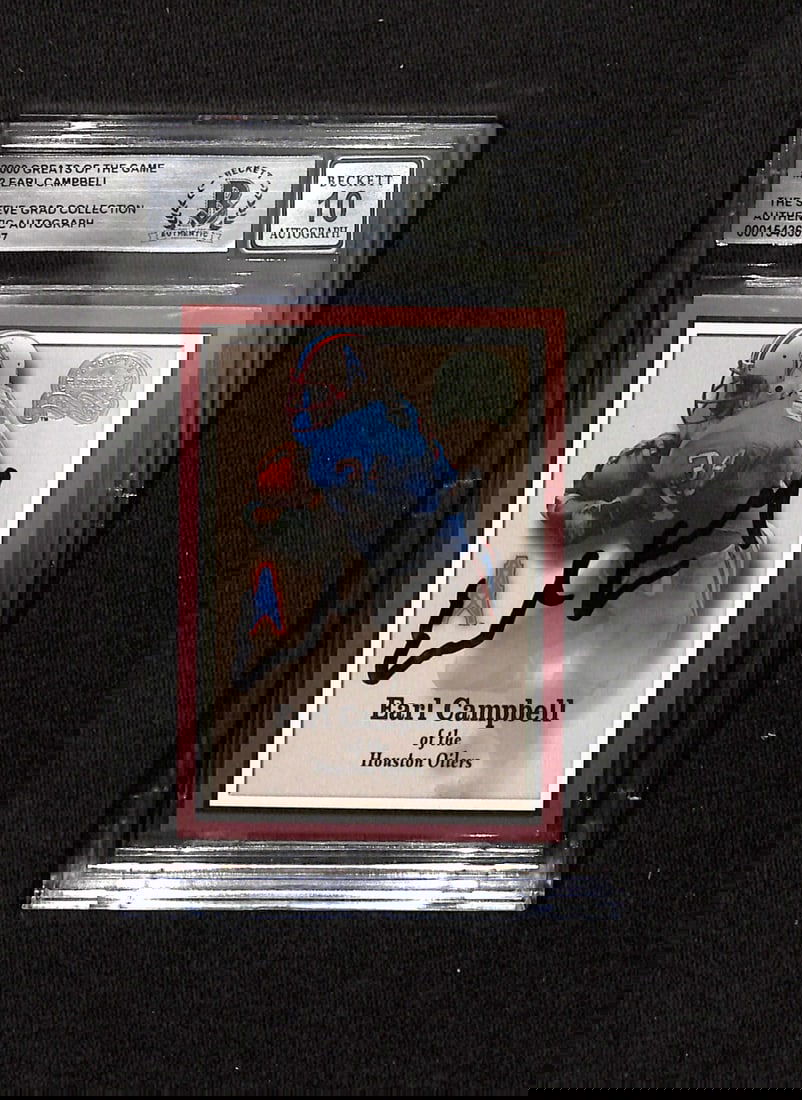 Earl Campbell Signed 2000 Greats of the Game #52 Beckett Grade 10 Card (1 of 1)