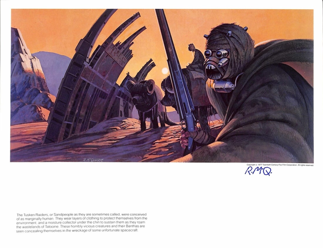 Ralph McQuarrie Signed Star Wars Concept Art Print Tusken Raiders Beckett Authenticated (1 of 1)
