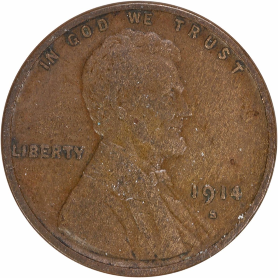 1914-S Lincoln Wheat Cent EF Uncertified Copper Coin (1 of 2)