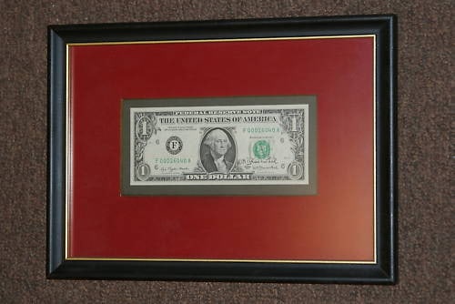 Framed 1977 $1 Federal Reserve Note Atlanta Autographed by Morton Blumenthal (1 of 5)