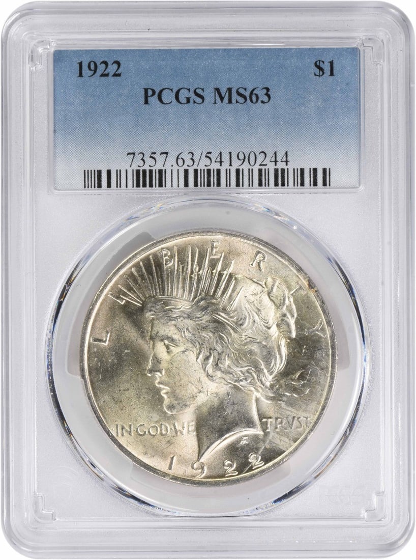 1922 Peace Silver Dollar MS63 PCGS Certified Uncirculated (1 of 2)