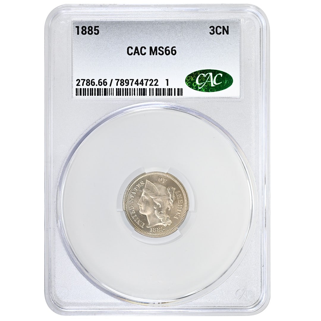 United States 1885 Three Cent Nickel CACG MS66 Philadelphia Mint Certified (1 of 4)