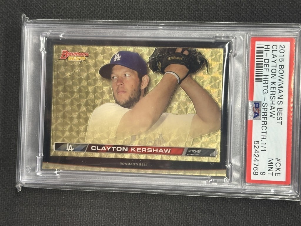 Clayton Kershaw 2015 Bowmans Best Superfractor PSA 9 Dodgers Card #CKE (1 of 2)