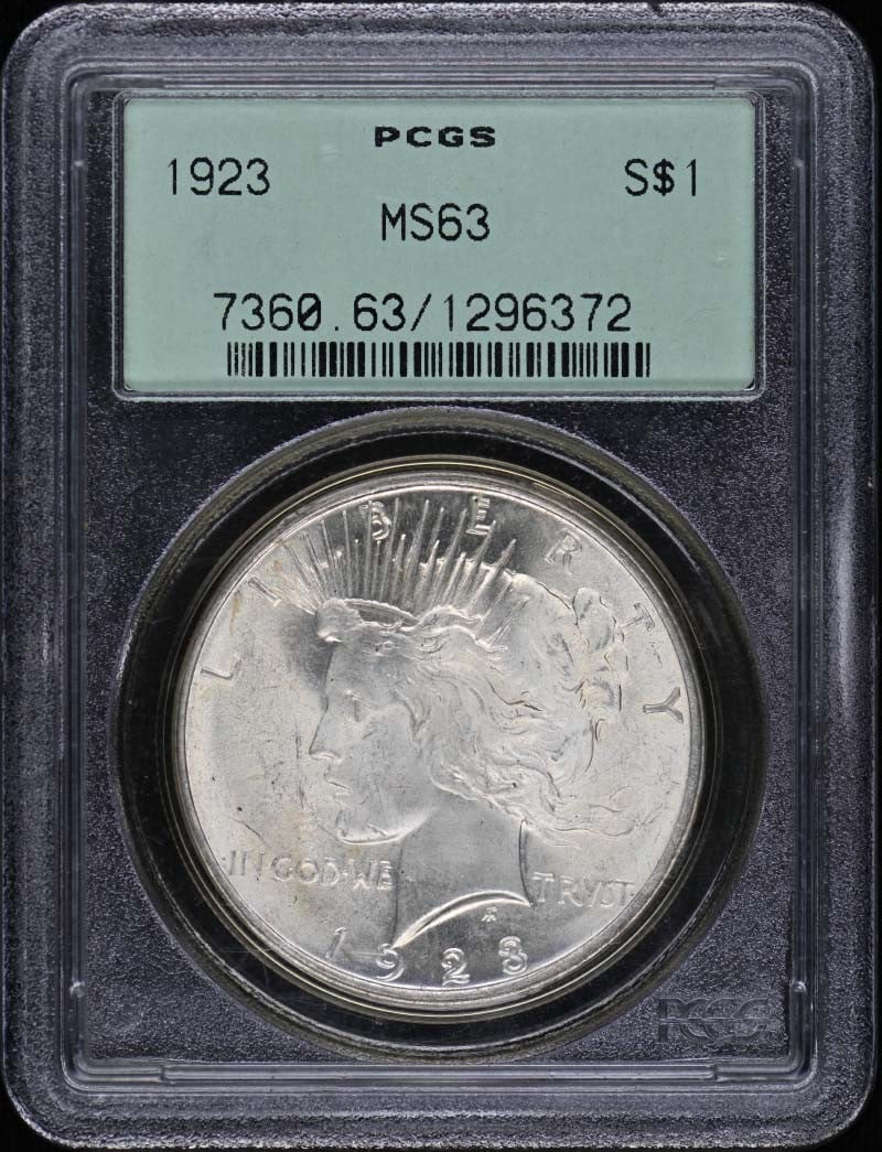 1923 Peace Dollar Uncirculated PCGS MS63 Certified (1 of 2)