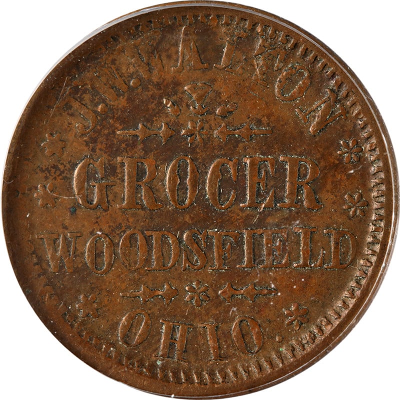 J.W. Walton Copper Civil War Token Woodsfield OH OH960A-1A XF (1 of 4)