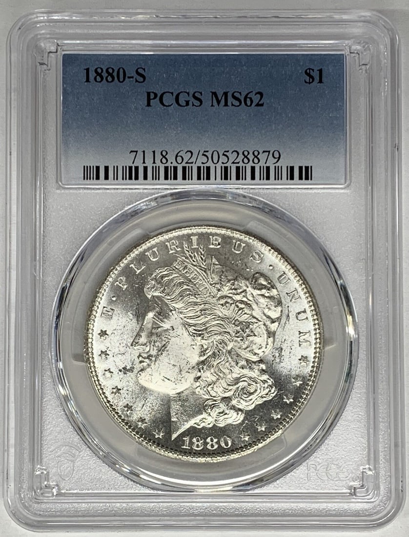 1880-S Morgan Silver Dollar PCGS MS 62 Uncirculated Coin (1 of 2)