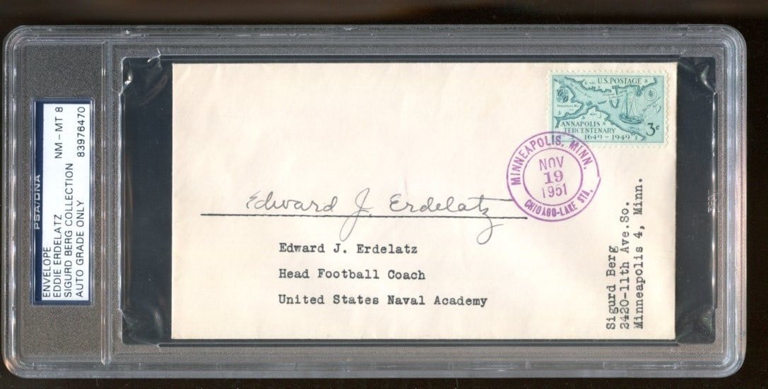 Eddie Erdelatz Signed FDC Autographed Navy Raiders PSA/DNA (1 of 2)