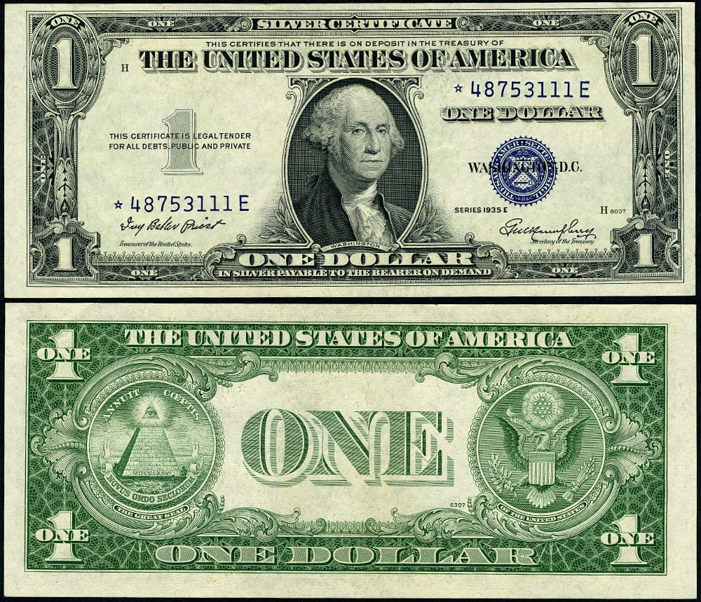 1935-E $1 Silver Certificate FR. 1614* Choice CU+ Star Note (1 of 3)