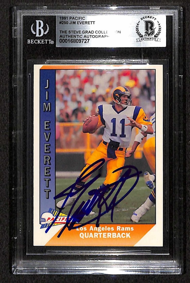 Jim Everett Signed 1991 Pacific #250 Card Beckett Authenticated (1 of 1)