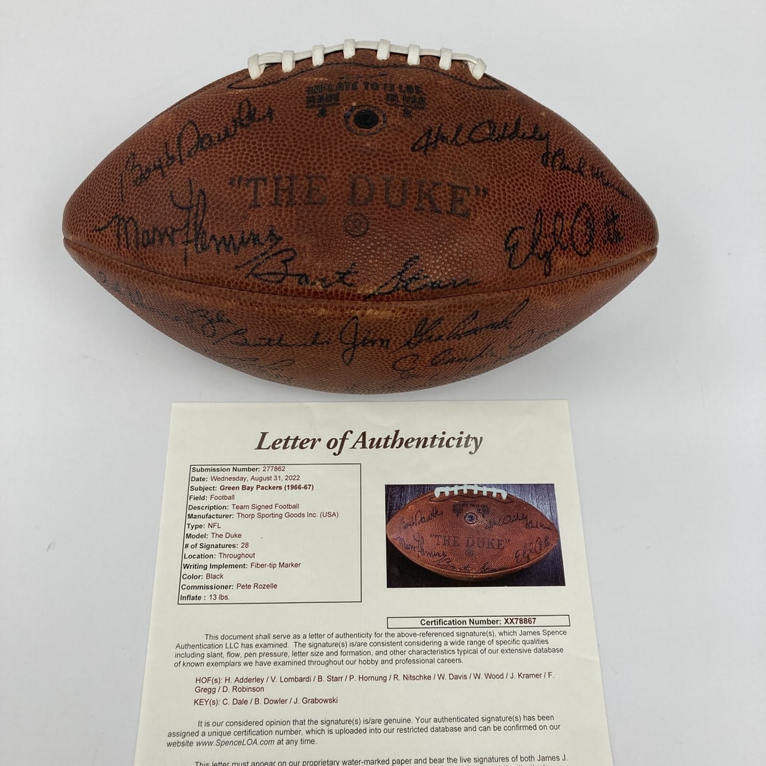 1966 Green Bay Packers Team Signed Football Lombardi Bart Starr JSA COA (1 of 10)