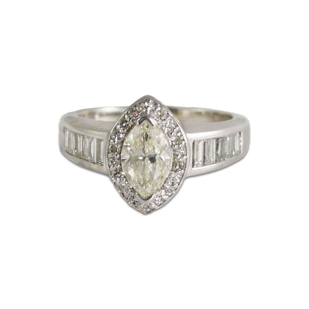 14K White Gold Marquise Diamond Ring with 0.80 Carat Center (1 of 6)