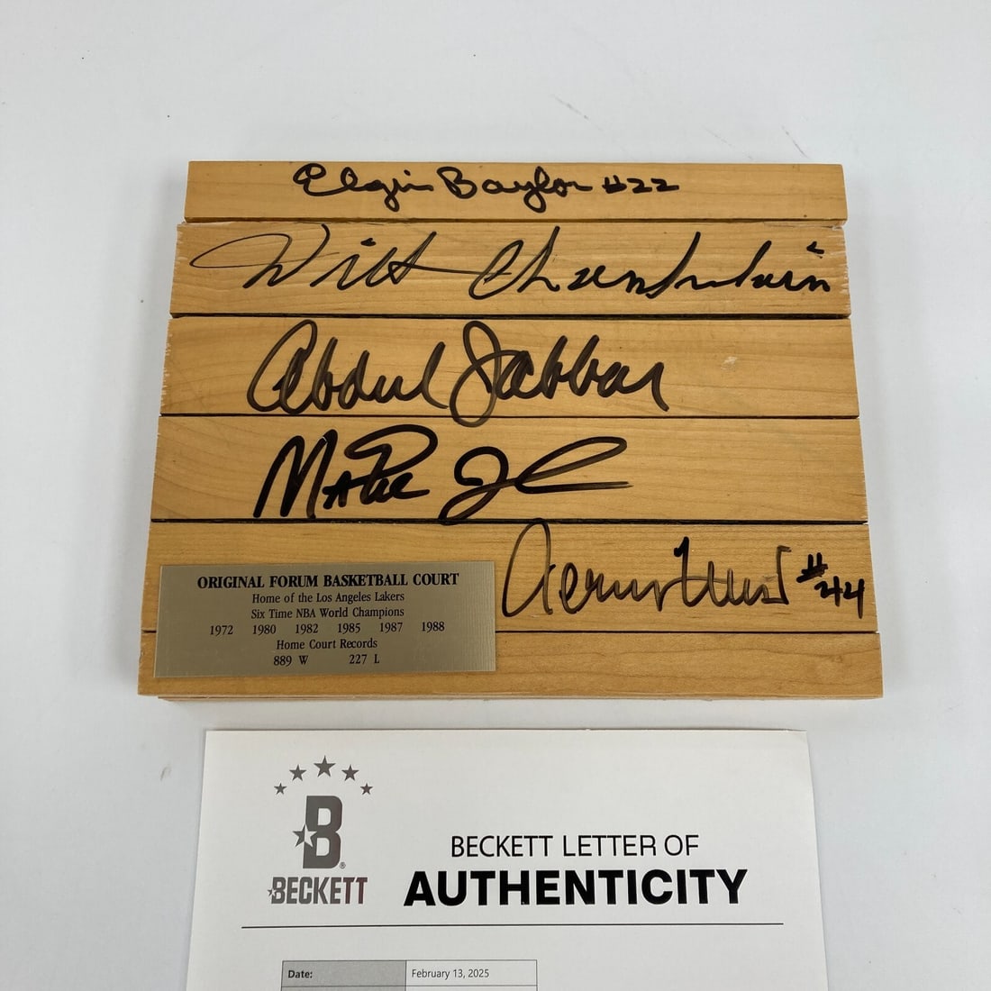 Wilt Chamberlain Magic Johnson Signed Lakers Court Segment Beckett Authenticated (1 of 11)