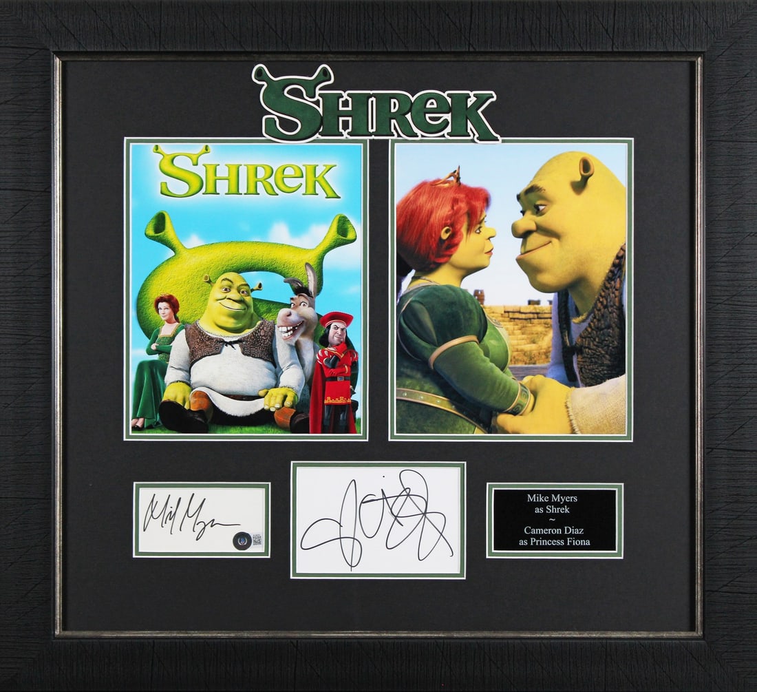 Mike Myers Cameron Diaz Shrek Signed Framed Display Beckett Authenticated (1 of 3)