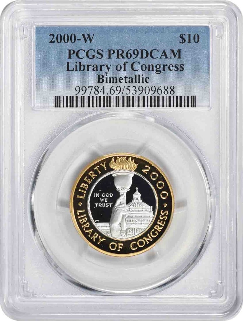 2000-W $10 Bimetallic Gold Platinum Proof PR69DCAM PCGS Coin (1 of 2)