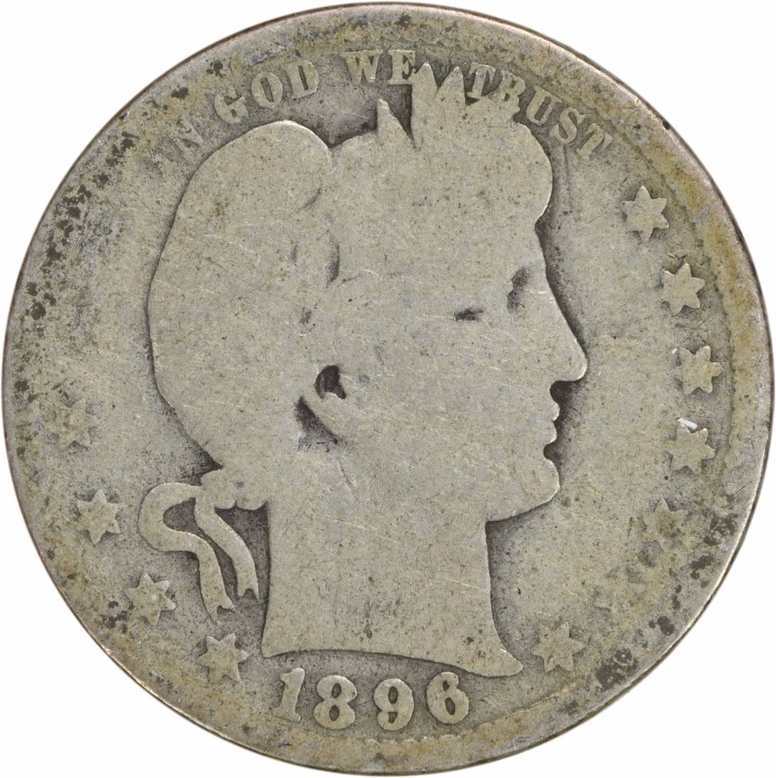 1896-O Barber Quarter 90% Silver G Uncertified: 1896-O Barber Quarter 90% Silver G Uncertified This 1896-O Barber Silver Quarter is a notable piece of numismatic history. Struck in New Orleans, this coin features a composition of 90% silver and 10%