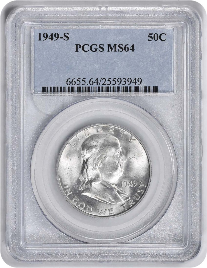 1949-S Franklin Half Dollar MS64 PCGS 90% Silver Coin (1 of 2)