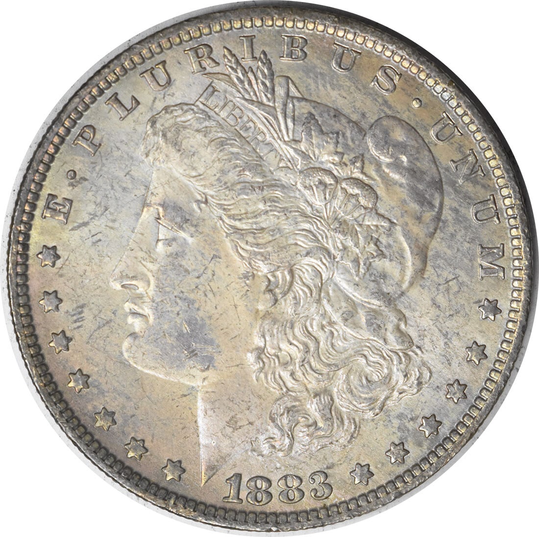 1883-O Morgan Silver Dollar Choice BU Toned Uncertified: 1883-O Morgan Silver Dollar Choice BU Toned Uncertified The 1883-O Morgan Silver Dollar is a striking piece of numismatic history, featuring a Choice BU grade that indicates its exceptional quality. T