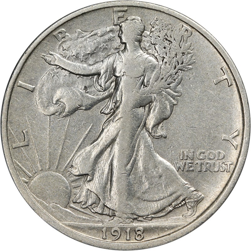 1918-D Walking Liberty Half Silver XF Details Nice Strike (1 of 2)