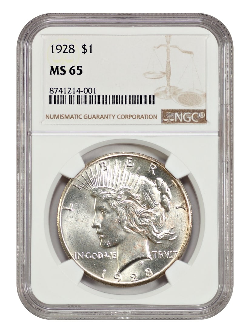 1928 Peace Dollar $1 Coin NGC MS65 Graded Lowest Series Mintage (1 of 4)