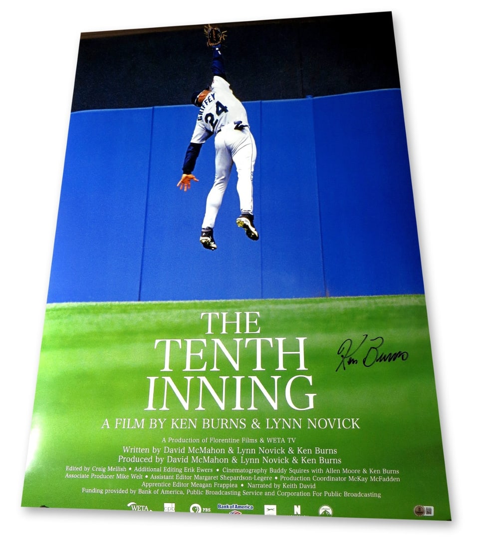 Ken Burns Autographed 24X36 Poster The Tenth Inning Beckett Authenticated: Ken Burns Autographed 24X36 Poster The Tenth Inning Beckett Authenticated Celebrate the art of storytelling with this original 24X36 poster signed by acclaimed filmmaker Ken Burns. The poster, featuri