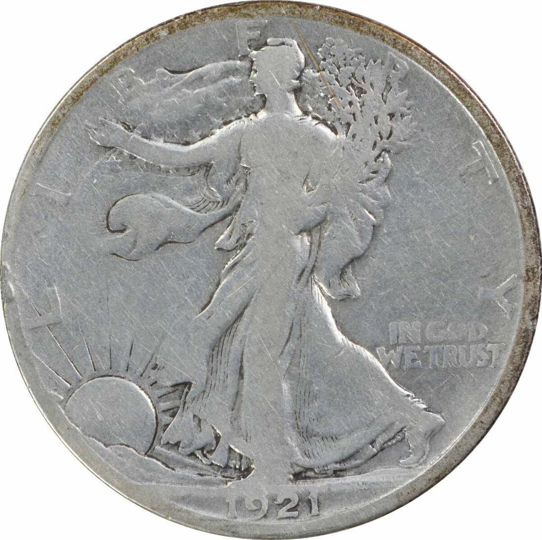 1921-S Walking Liberty Half Dollar 90% Silver Uncertified Coin (1 of 2)
