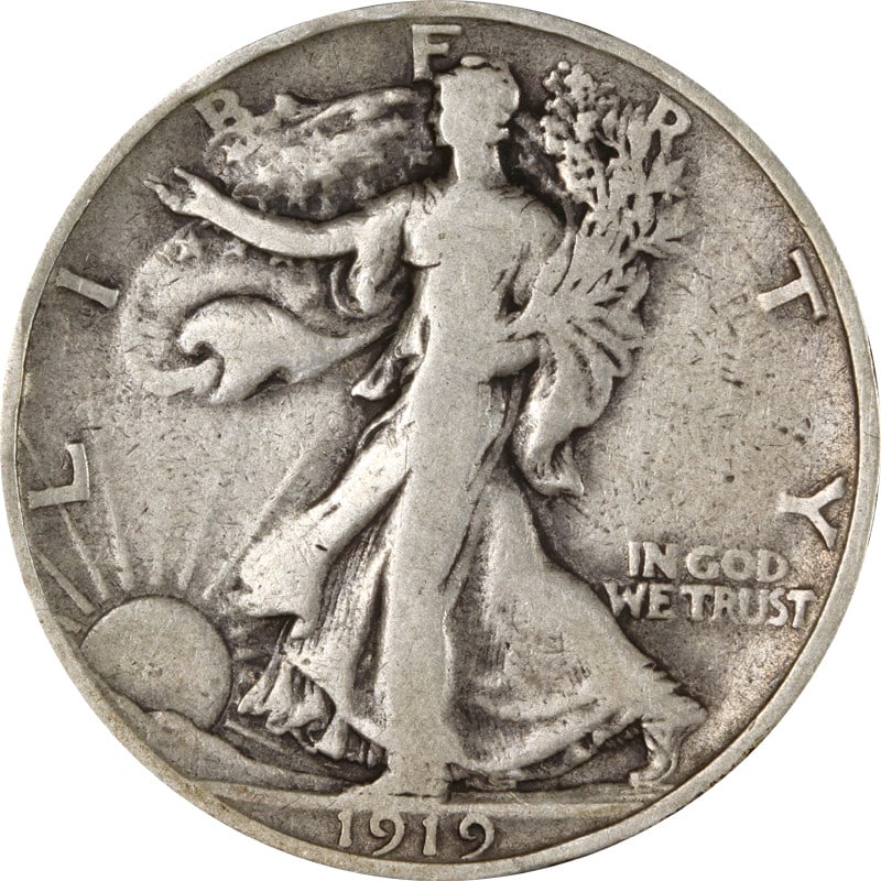 1919-S Walking Liberty Half Silver Coin Circulated (1 of 2)