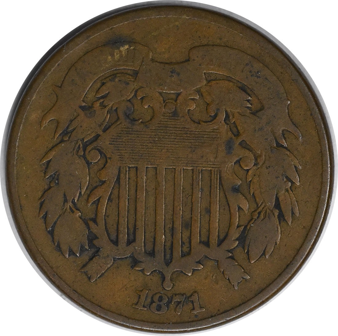 1871 Two Cent Piece Bronze VG Uncertified Philadelphia Mint (1 of 2)