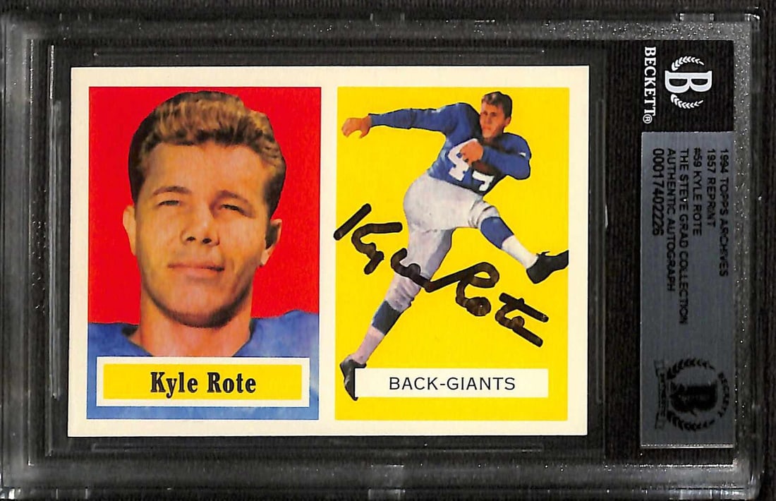Kyle Rote Signed 1994 Topps Archives 1957 #59 Football Card Beckett Authenticated (1 of 1)