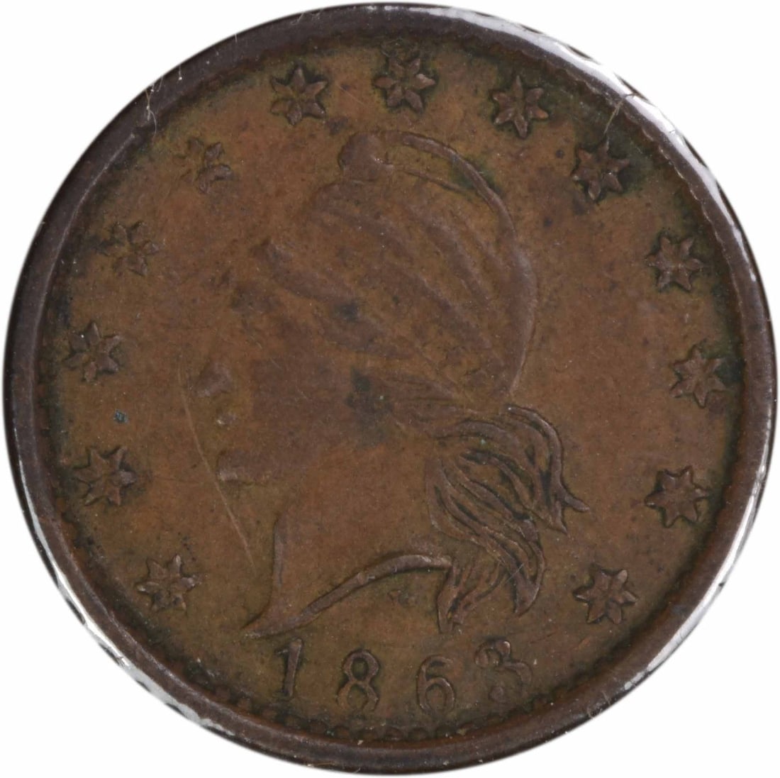 1863 Civil War Token French Liberty Patriotic Copper 16/300 EF Uncertified (1 of 2)