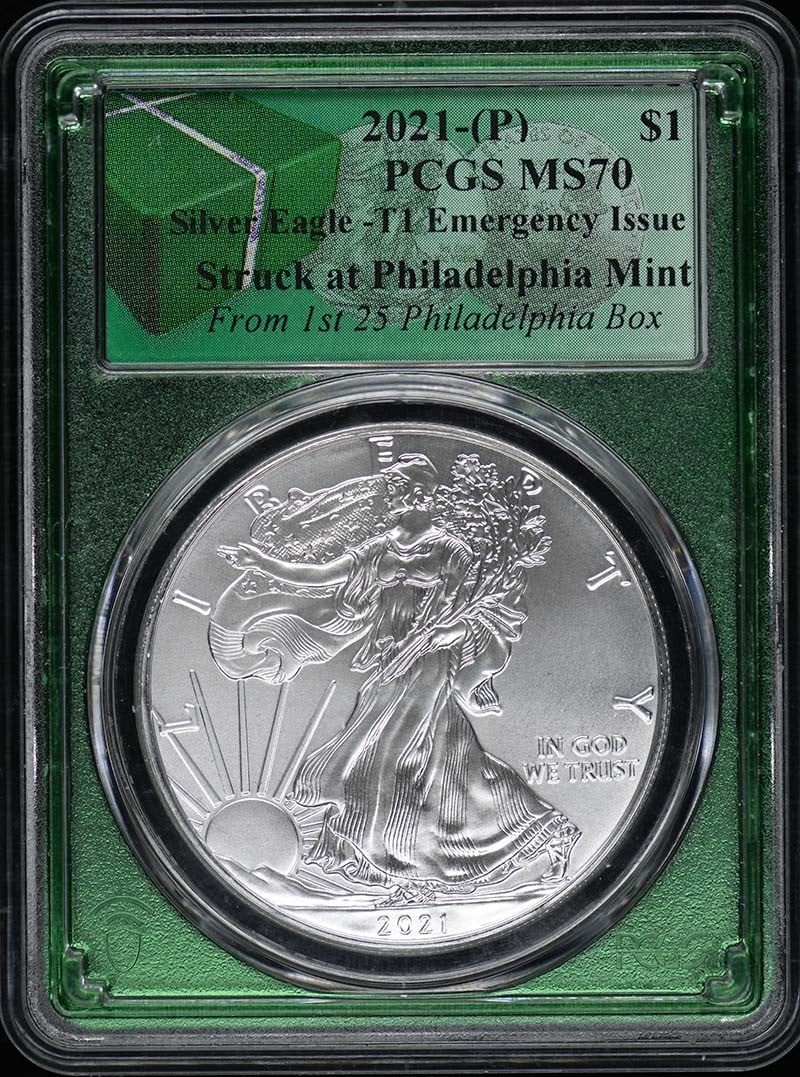 2021 $1 Silver Eagle PCGS MS70 Certified Coin (1 of 2)