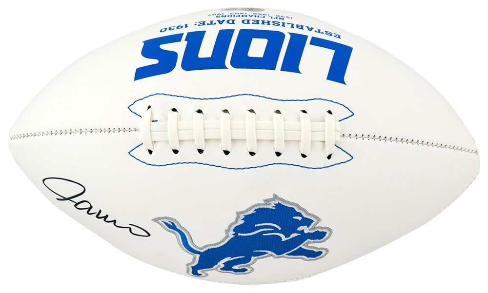 Jameson Williams Signed Detroit Lions Rawlings Football with Beckett COA: Jameson Williams Signed Detroit Lions Rawlings Football with Beckett COA Add a piece of NFL memorabilia to your collection with this Jameson Williams signed Detroit Lions Rawlings white logo football.
