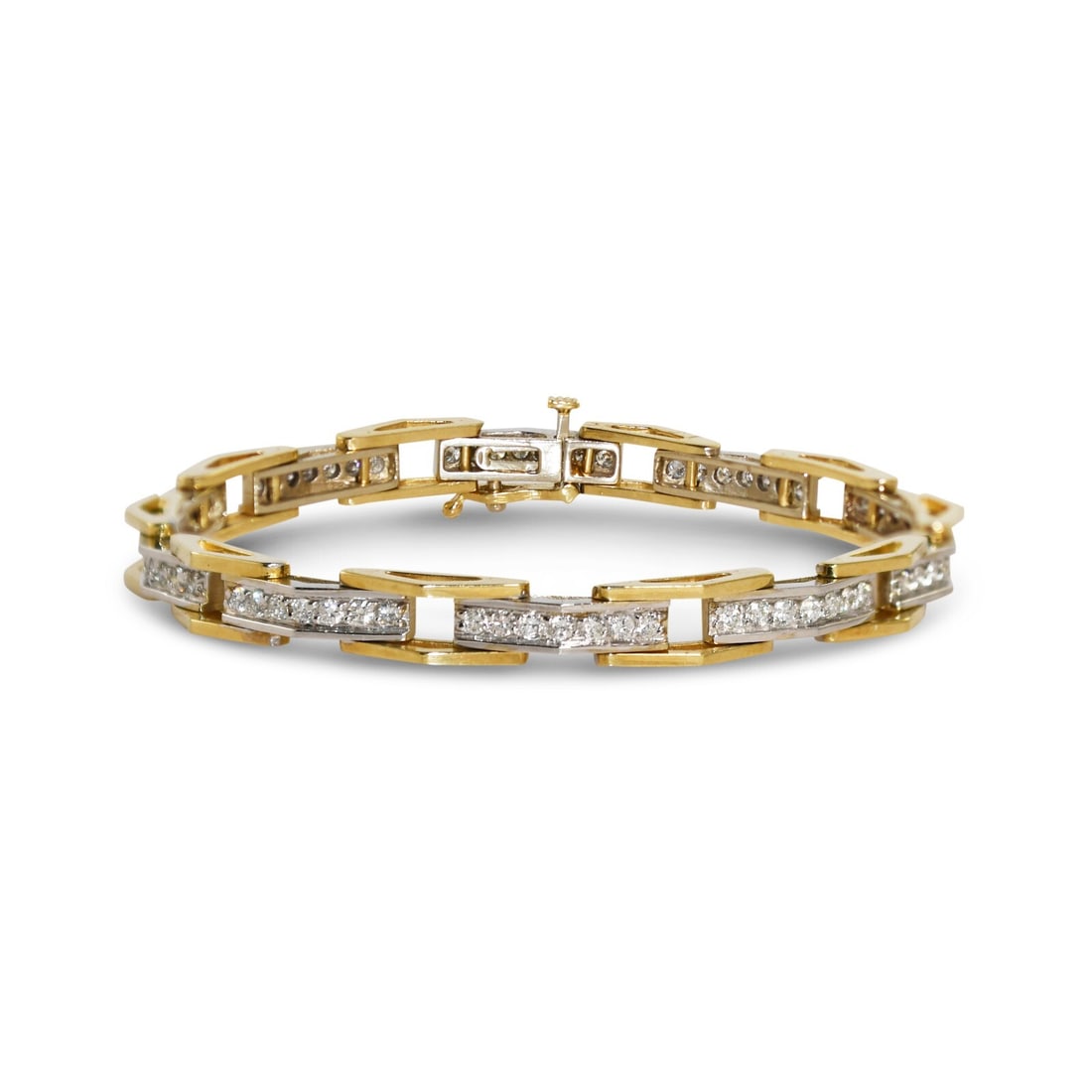 Elegant 14K Two-Tone Gold Diamond Tennis Bracelet 1.50ctw VS G-H (1 of 5)