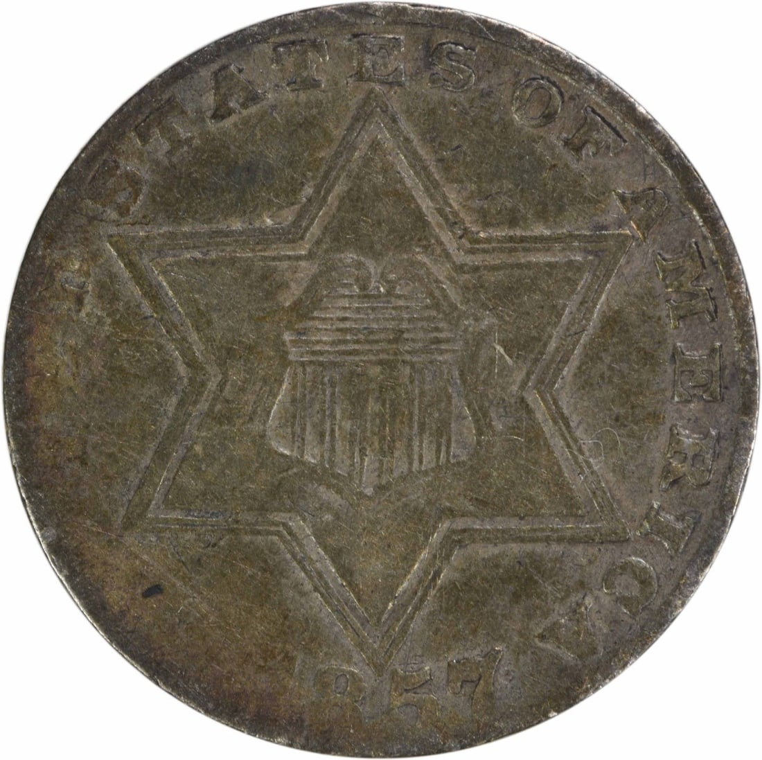 1857 Three Cent Silver Coin G Uncertified Philadelphia Mint (1 of 2)