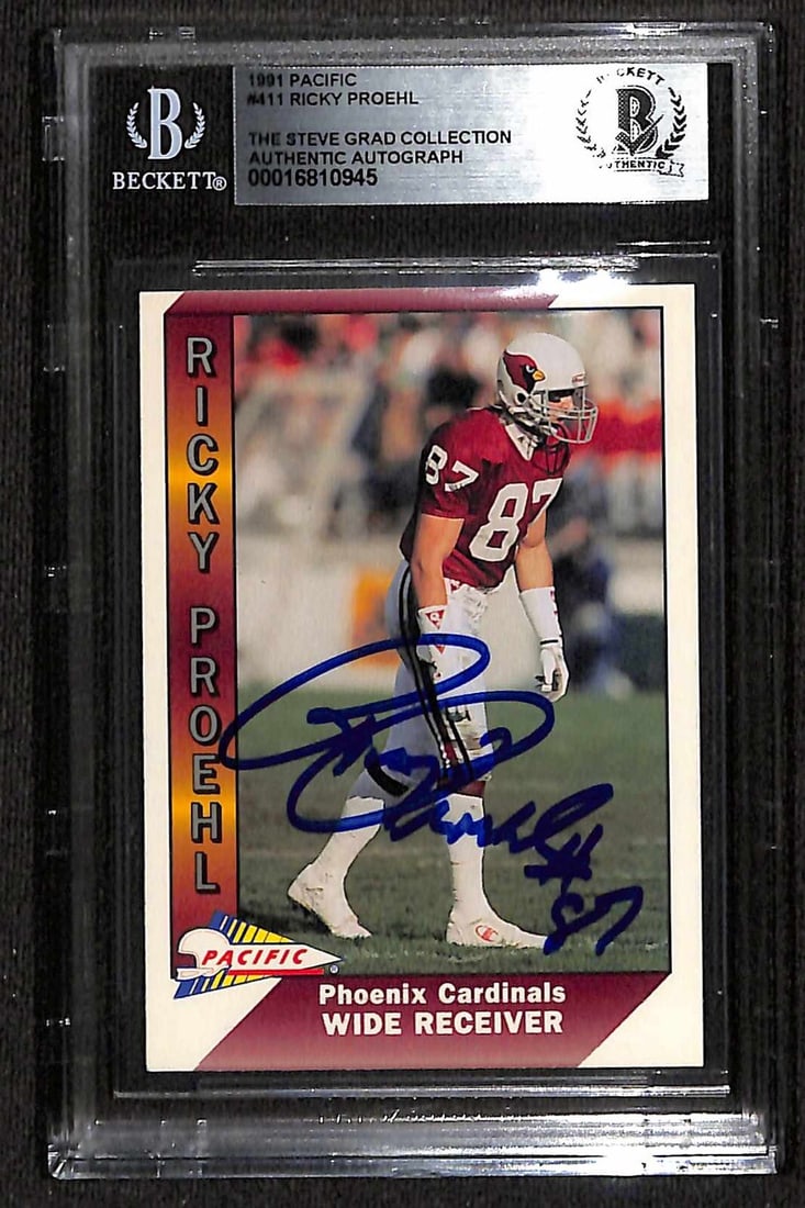 Ricky Proehl Signed 1991 Pacific #411 Card Beckett Authenticated (1 of 1)