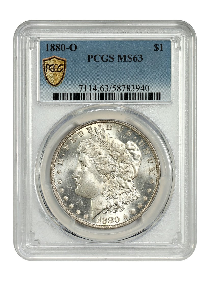 PCGS MS63 1880-O Morgan Silver Dollar New Orleans Mint: PCGS MS63 1880-O Morgan Silver Dollar New Orleans Mint This 1880-O Morgan Dollar is graded MS63 by PCGS and was minted in New Orleans. It is an uncirculated coin, making it a desirable addition to any