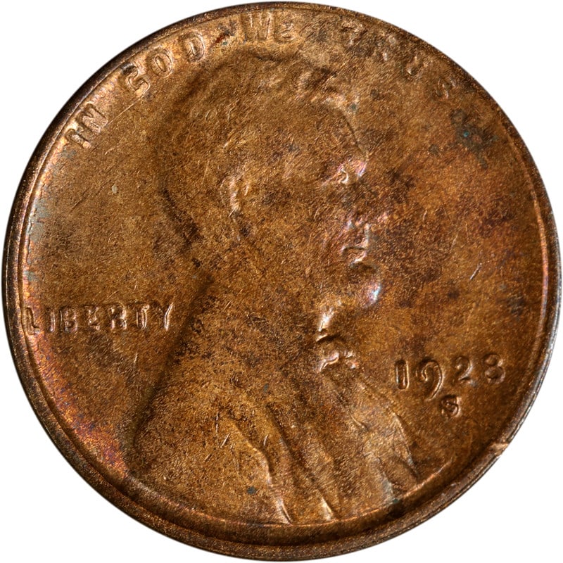 1928-S Lincoln Cent Copper Coin San Francisco Mint Circulated (1 of 2)