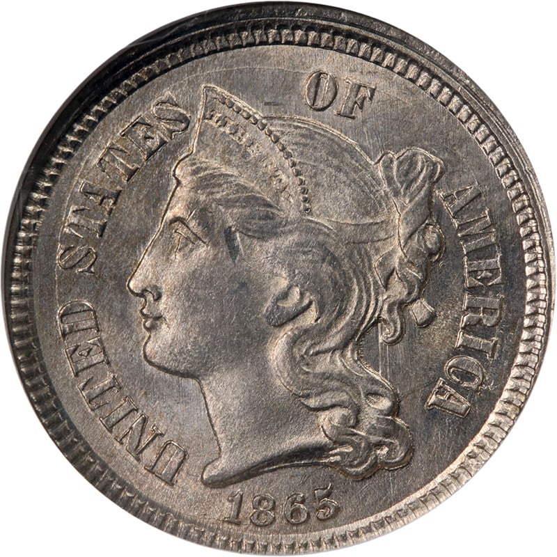 1865 NGC MS64 Three Cent Nickel with Eye Appeal (1 of 4)