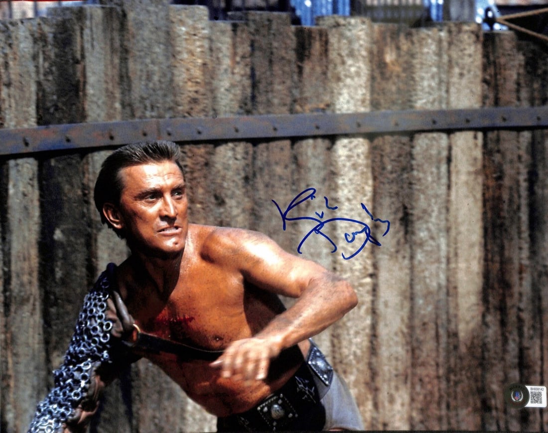 Kirk Douglas Signed Spartacus 11x14 Photo Beckett Certified: Kirk Douglas Signed Spartacus 11x14 Photo Beckett Certified This stunning 11x14 photograph of Kirk Douglas from the iconic film Spartacus is a must-have for collectors. The image features the legendar