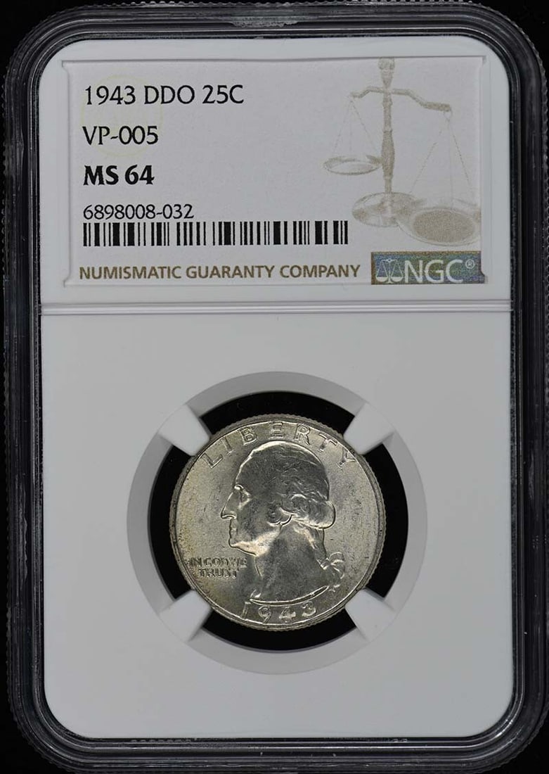 1943 DDO Washington Quarter NGC MS64 Uncirculated 25C (1 of 4)