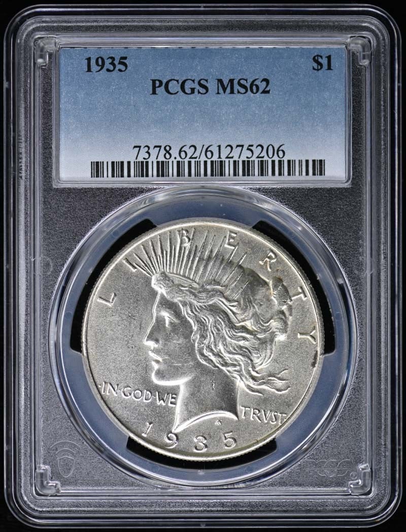 1935 $1 Peace Dollar PCGS MS62 Uncirculated Coin (1 of 2)