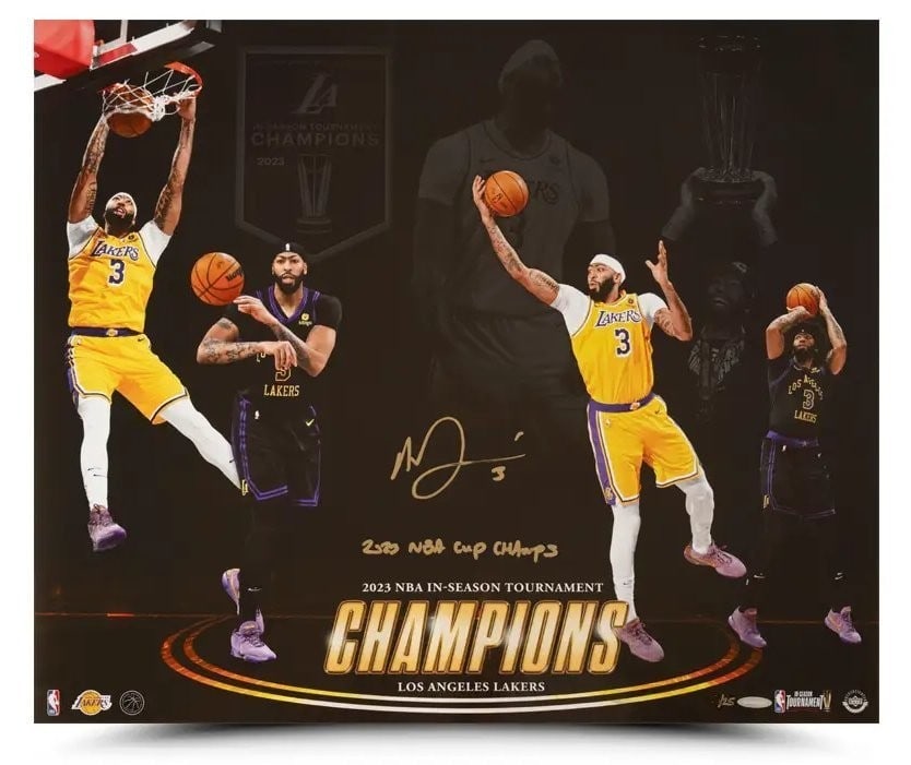 Anthony Davis Autographed 20x24 Photo Championship Resume Inscribed 2023 NBA Cup Champs #/25 Upper (1 of 2)