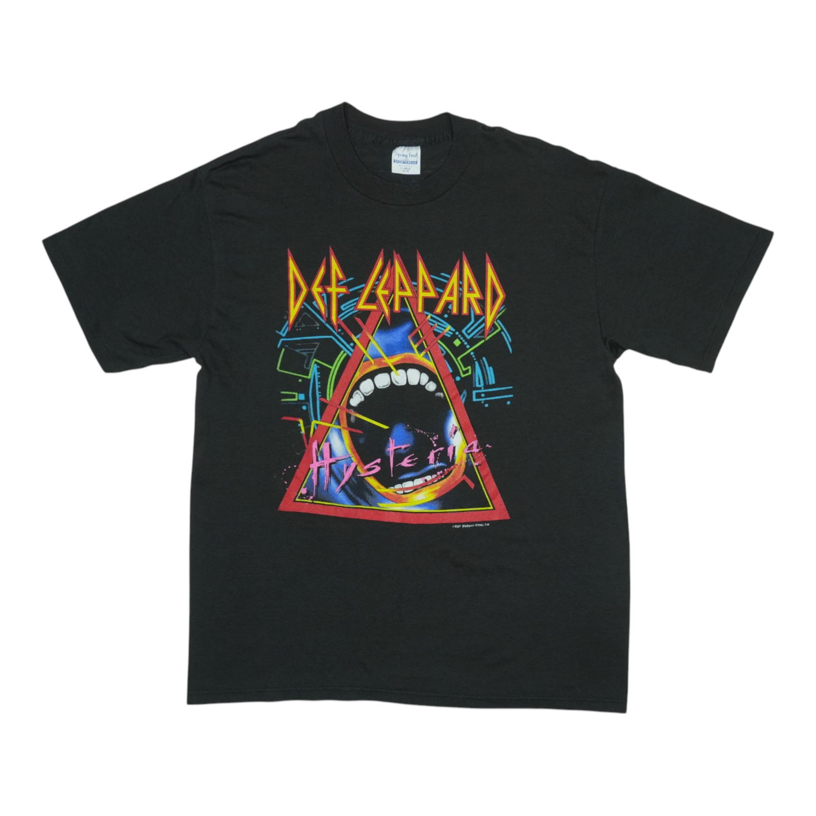 1987 Def Leppard Hysteria Vintage Black Shirt: 1987 Def Leppard Hysteria Vintage Black Shirt This original vintage 1987 Def Leppard Hysteria shirt is a must-have for fans and collectors alike. Featuring striking front and back graphics, this true