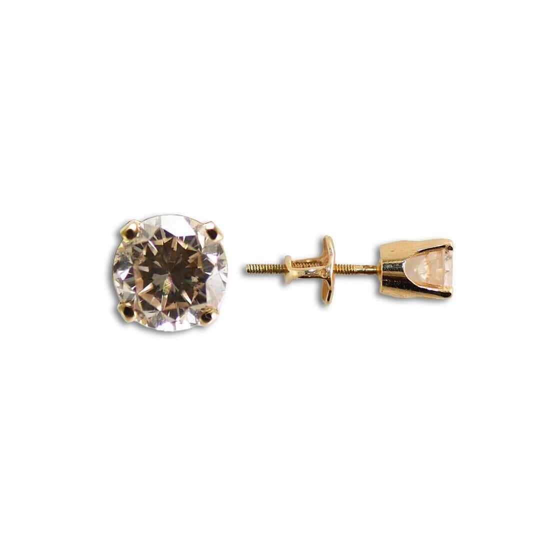 14k Yellow Gold 0.56ct Diamond Stud Earrings with Screw Back (1 of 4)