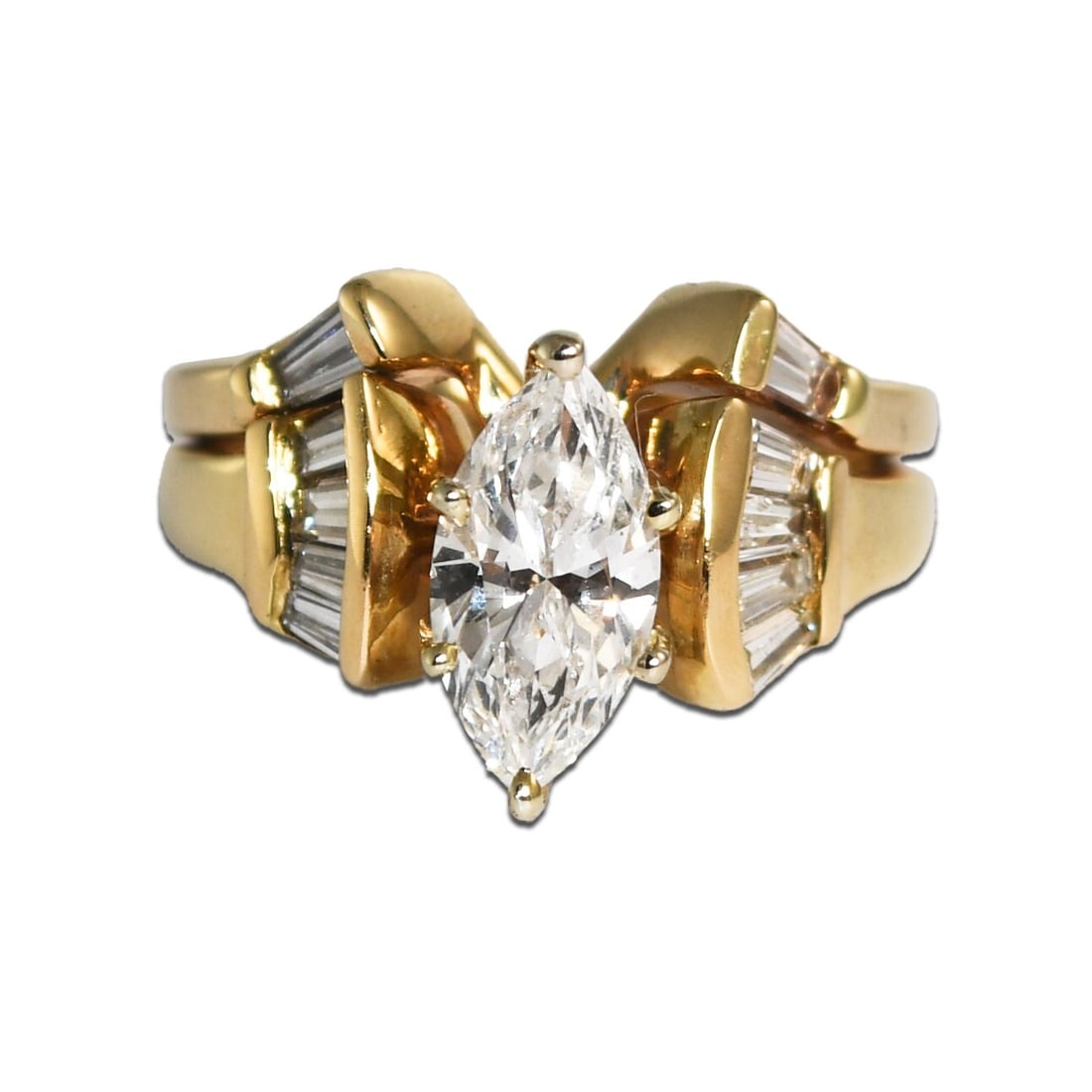 14k Yellow Gold Engagement Ring Set with 1.01ct EGL Certified Diamond (1 of 8)