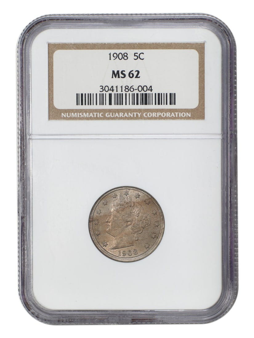 NGC MS62 1908 Liberty Nickel Five Cent Coin (1 of 4)
