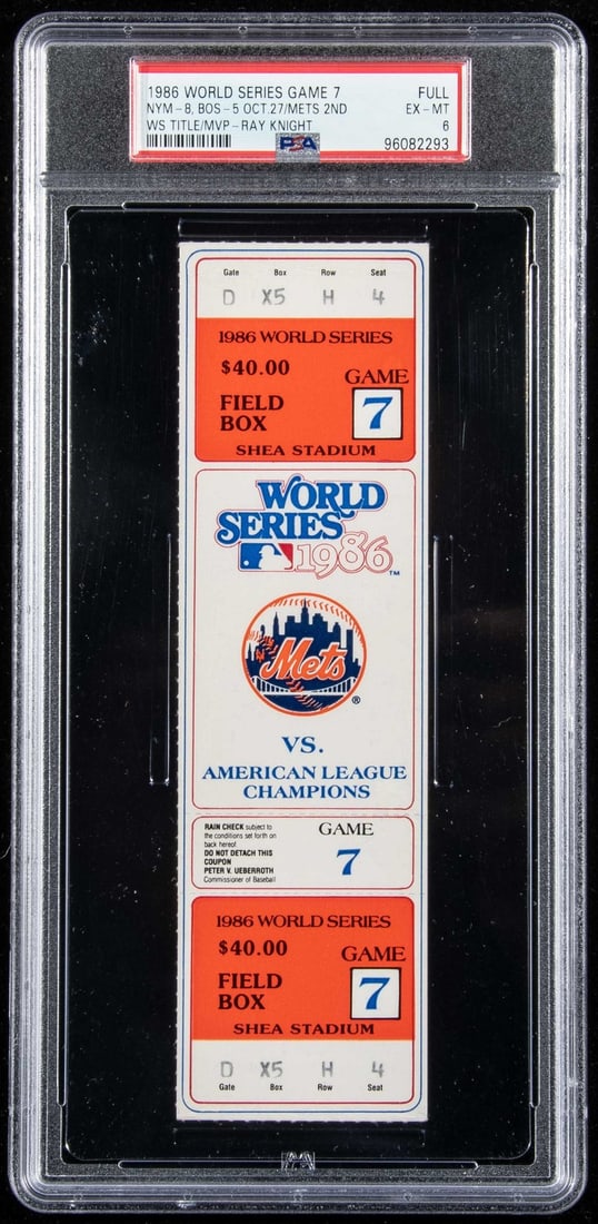 1986 World Series Game 7 Mets vs Red Sox Full Ticket PSA 6 (1 of 2)