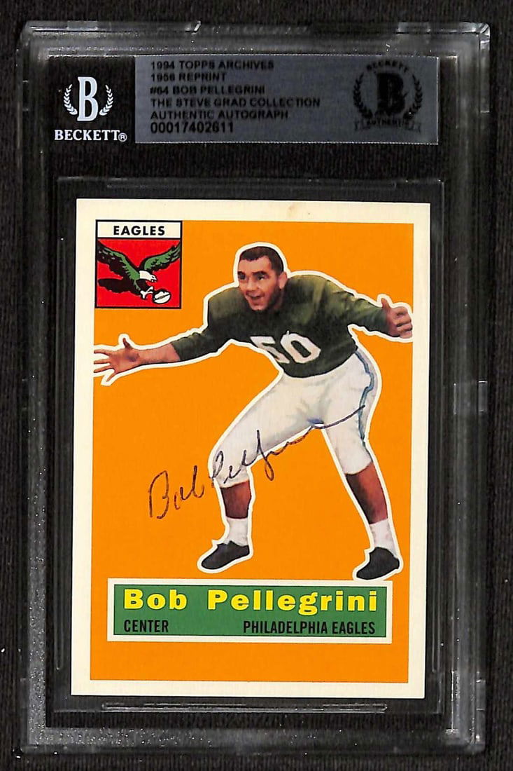 Bob Pellegrini Signed 1994 Topps Archives 1956 #64 Football Card Beckett Authenticated (1 of 1)