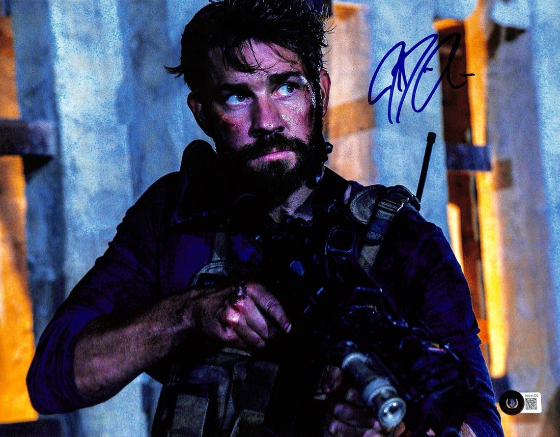 John Krasinski Signed 11x14 Photo 13 Hours Beckett Certified: John Krasinski Signed 11x14 Photo 13 Hours Beckett Certified This autographed 11x14 photograph features John Krasinski, who portrayed "Jack Silva" in the film "13 Hours: The Secret Soldiers of Benghaz