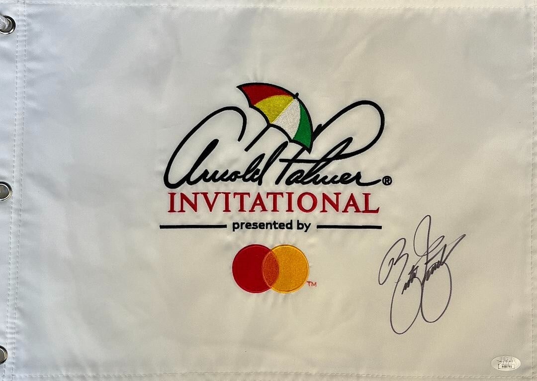 Rickie Fowler Signed Arnold Palmer Invitational Flag JSA AK80795: Rickie Fowler Signed Arnold Palmer Invitational Flag JSA AK80795 Celebrate your passion for golf with this authentic Arnold Palmer Invitational pin flag, signed by professional golfer Rickie Fowler. T